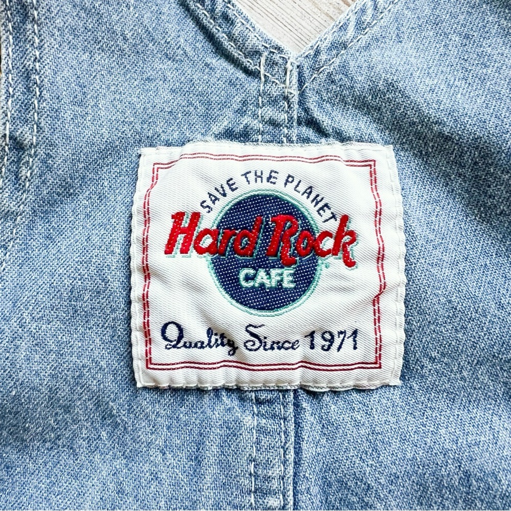 Vintage Y2K Hard Rock Cafe Save The Planet Denim Shortalls Kids Boys Sz 6 (read) - Picture 5 of 14